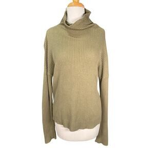 BP Nordstrom M Olive Ribbed Mock Neck Coastal Preppy Old Money Minimalist Cotton